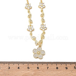 Collares con colgantes de flores de latón con circonitas cúbicas engastadas&nbsp;NJEW-C121-04B-G