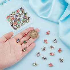 40 шт. 4-х цветные эмалевые бусины из золотистого сплава&nbsp;FIND-GO0003-30