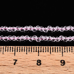 透明ガラスビーズ連売り  多面カットラウンド  パールピンク  2.3x2mm  穴：0.8mm  約145~150個/連  34~35cm&nbsp;GLAA-H021-03-22