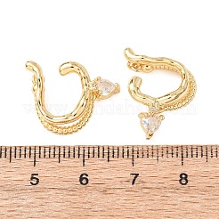 Серьги-манжеты в форме сердца из латуни с микропаве из прозрачных кубических цирконий&nbsp;EJEW-H178-05G