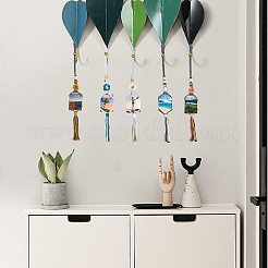 6 шт. 6-цветный плетеный держатель для фотографий из хлопка с цветочным узором подвесные украшения&nbsp;HJEW-GL0001-12