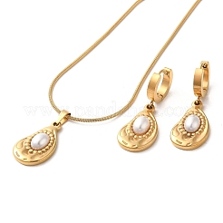 Ионное покрытие(ip) каплевидный комплект ювелирных изделий из нержавеющей стали 304 SJEW-H306-06G