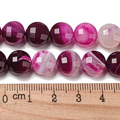天然バンデットアゲートビーズ連売り  多面カット  染め  フラットラウンド  パープル  10x7~7.5mm  穴：1.2mm  約38個/連  14.92''（37.9センチメートル）&nbsp;G-K351-A10-03