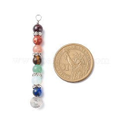 7 чакра смешанные драгоценные камни медной проволоки обернутые большие подвески PALLOY-JF01899-02