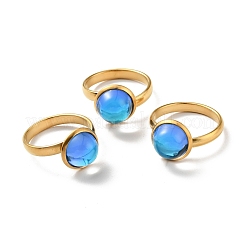 Anillo de dedo redondo plano de vidrio k9&nbsp;RJEW-G253-02A-G