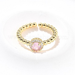 Круглые латунные браслеты-манжеты и кольца с микропаве из кубического циркония для женщин SJEW-R002-01G-06