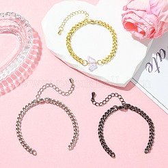 3шт 3 цвета латунная кубинская звеньевая цепь браслет изготовление&nbsp;FIND-CJ0004-99