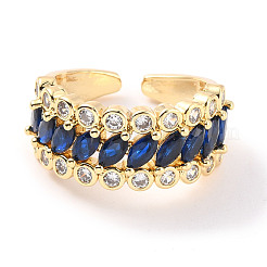 Открытое кольцо-манжета с кубическим цирконием и конским глазом&nbsp;RJEW-C024-02G