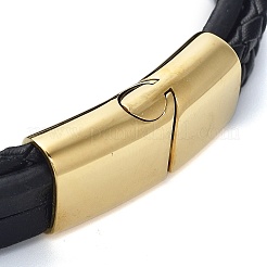 Мужские многожильные браслеты из черного шнура из искусственной кожи BJEW-K243-44G