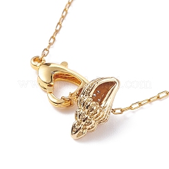 Collier pendentif coeur et conque avec chaîne forçat pour femme&nbsp;NJEW-JN03796