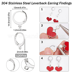 120 шт. фурнитура для сережек из нержавеющей стали 304&nbsp;STAS-SC0006-28P