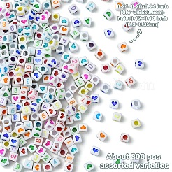 800шт 2 стиля непрозрачные белые акриловые бусины&nbsp;MACR-YW0003-31