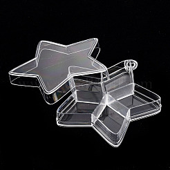 プラスチックビーズ収納ケース  5のコンパートメント  スター  透明  9.1x8.6x1.6cm  穴：6mm&nbsp;X-CON-S043-034