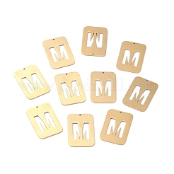 イオンプレーティング（IP）304ステンレスペンダント  アルファベットの長方形  中空  文字.m  32x22x1mm  穴：1.5mm&nbsp;STAS-K216-49M-G