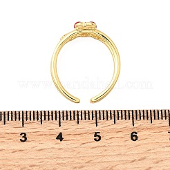 Латунные эмалевые микропаве прозрачные кубические цирконии открытые манжеты кольца для женщин&nbsp;RJEW-I111-07G-02