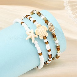 Sets aus Stretch-Armbändern mit Ozeanglas-Saatperlen&nbsp;BJEW-JB14496