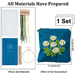 DIYチェンジ巾着刺繍キット  1個のプラスチック刺繡フープを含む  6色糸  1個のジッパーコンポーネント  鉄針3本  2 個のポリエステル生地  仕様  ミックスカラー  48~306x0.8~197x0.4~8mm&nbsp;DIY-WH0325-90