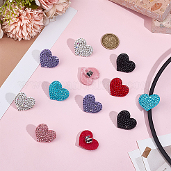 12 шт. 6 цвета сердце из полимерной глины стразы стетоскоп подвеска украшения HJEW-MA00011