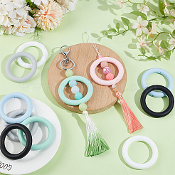 28 шт. 7-х цветные кольцевые силиконовые фокусные бусины SIL-NB0001-51