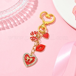 День святого Валентина сердце губа бант сплав эмаль подвеска украшение HJEW-FS00029