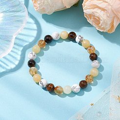 8.5 mm runde Stretch-Armbänder aus natürlichem Topas&nbsp;BJEW-JB10944-02