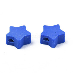 手作り樹脂粘土ビーズ  スター  ブルー  8.5~9x9~9.5x4~5mm  穴：1.6mm&nbsp;CLAY-N011-46A-02