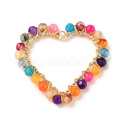 Кулоны с натуральными ограненными камнями в форме сердца&nbsp;PALLOY-JF00511