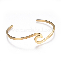 Ionenplattierung (IP) 304 Edelstahl-Manschettenarmbänder&nbsp;LS-BJEW-G611-01G