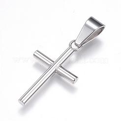 変色しにくい304ステンレススチールペンダント  クロス  ステンレス鋼色  27x15x3mm  穴：9x4.5mm&nbsp;STAS-H329-14P