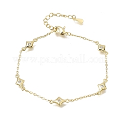 Armbänder aus Messing mit Mikropavé-Fassung und klaren Zirkonia in Sternform&nbsp;KK-CBA3629-01G