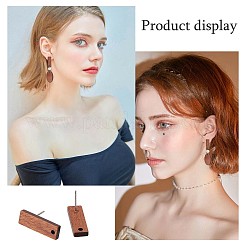 15 пара прямоугольных сережек-гвоздиков из орехового дерева EJEW-SC0001-28