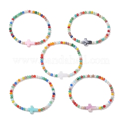 Стекло вышитый бисером браслеты&nbsp;BJEW-JB13021