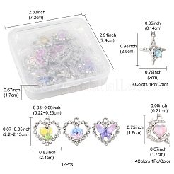 20 шт. 8 стиля стеклянных подвесок из платинового сплава&nbsp;FIND-FS0003-78
