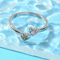 Открытые манжеты из латуни с микропаве и цирконием для женщин RJEW-R005-07P