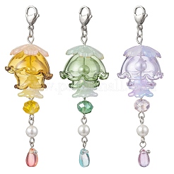 3 шт. подвески из ракушек медуз с жемчугом и стеклом&nbsp;HJEW-TA00436