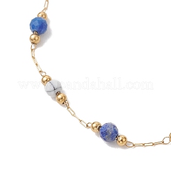 Браслеты ручной работы из бусин из смешанных камней и круглых звеньев из нержавеющей стали 316.&nbsp;BJEW-JB13340