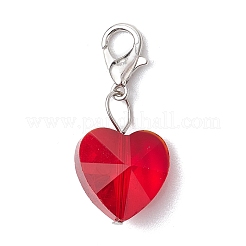 7 шт. 7-х цветные стеклянные подвески в форме граненого сердца&nbsp;HJEW-JM02993-02