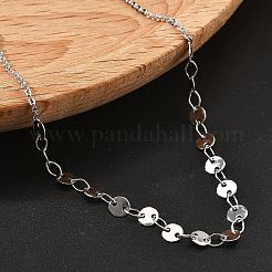 Ожерелья из латунного кабеля и плоских цепочек с пайетками для женщин NJEW-D302-44P