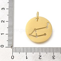 イオンプレーティング（IP）304ステンレスペンダント  丸カン付き  レーザー切断  フラットラウンド、星座チャーム付き  18KGP本金メッキ  天秤座  20x1.5mm  穴：5mm&nbsp;STAS-M074-02C-G