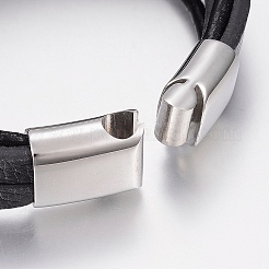 Мужские плетеные многорядные браслеты из микрофибрового шнура&nbsp;BJEW-P198-06-1