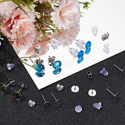 300 шт. 304 нержавеющая сталь плоская круглая пустая сережка-штифт&nbsp;STAS-SC0007-33C