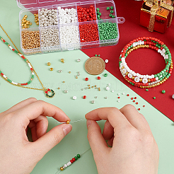 3500 шт. 10 вида стеклянных круглых бусин&nbsp;SEED-PH0002-15