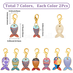 14 шт. 7-х цветные эмалевые подвесные маркеры для фиксации стежков&nbsp;HJEW-SC00174