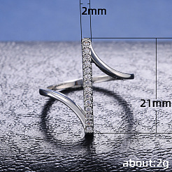女性用真鍮マイクロパヴェクリアキュービックジルコニア指輪  幾何学的な  プラチナ  usサイズ6（16.5mm）&nbsp;WG82572-03