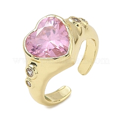 Bagues manchettes ouvertes en laiton pavé de zirconiums cubiques pour femmes&nbsp;RJEW-L343-08G-02
