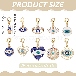 30 pz 10 stili lega smalto ciondolo decorazioni malocchio&nbsp;HJEW-ME00060