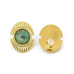 Pendientes de acero inoxidable 304 con turquesa africana natural (jaspe)&nbsp;EJEW-G421-02G-01