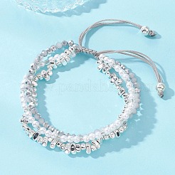 Mehrsträngige geflochtene Perlenarmbänder aus galvanisiertem Glas&nbsp;BJEW-JB13772