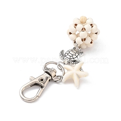 Подвесные украшения из морской звезды и круглой синтетической бирюзы&nbsp;HJEW-JM03276