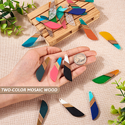 20шт 10 цвета смолы и орехового дерева большие подвески RESI-TA0001-71